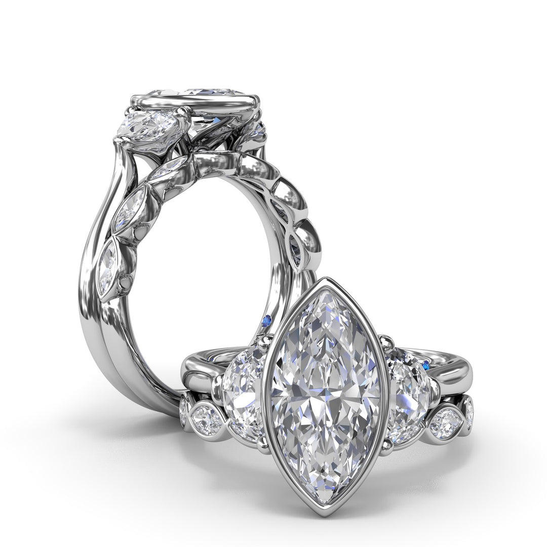 Marquise & Half Moon Diamond Engagement Ring