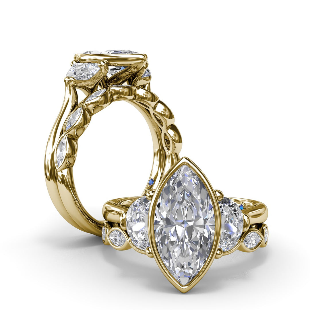 Marquise & Half Moon Diamond Engagement Ring
