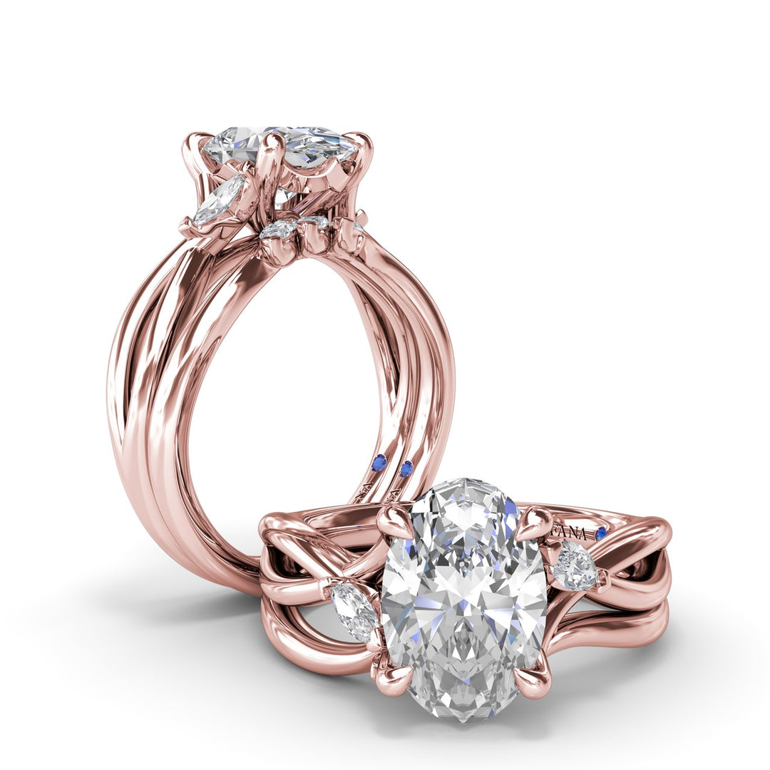 Criss Cross Oval Cut Engagement Ring