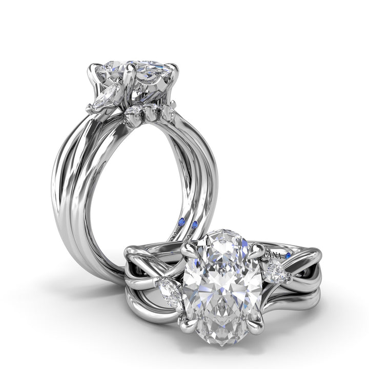 Criss Cross Oval Cut Engagement Ring