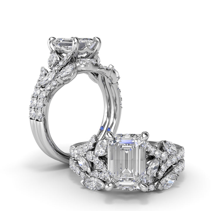Emerald Cut Vine-Inspired Engagement Ring
