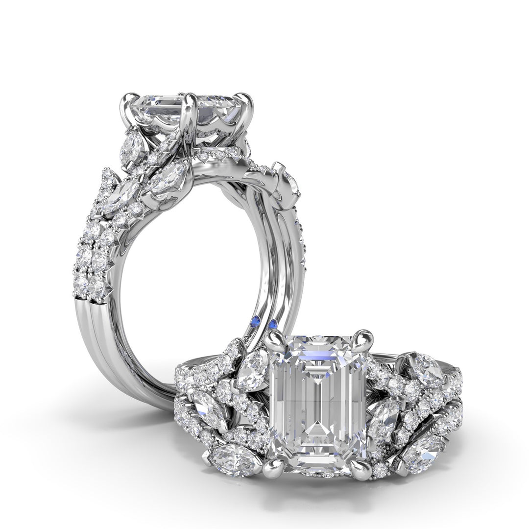 Emerald Cut Vine-Inspired Engagement Ring