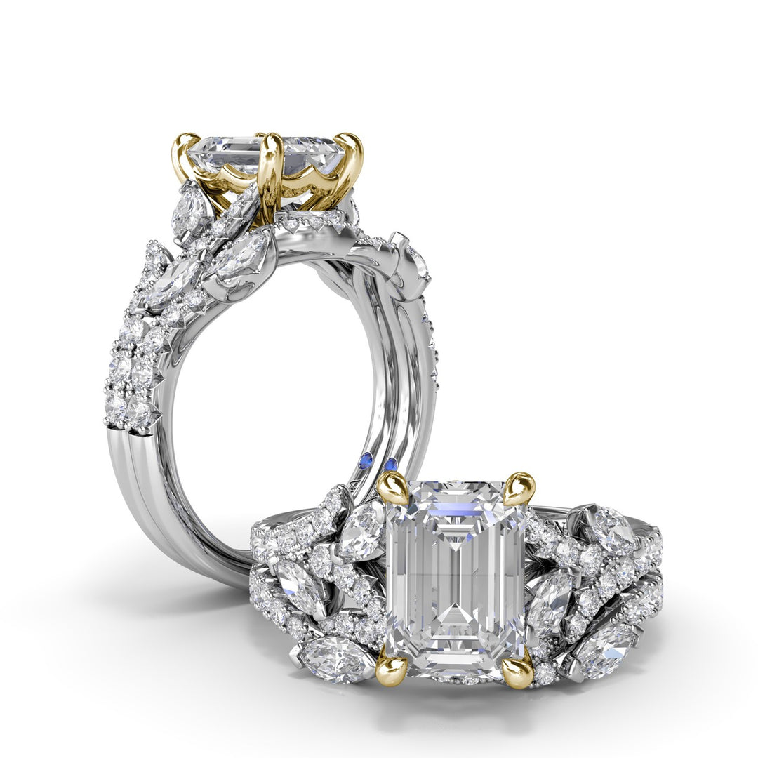 Emerald Cut Vine-Inspired Engagement Ring