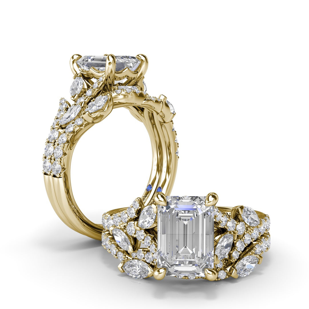 Emerald Cut Vine-Inspired Engagement Ring
