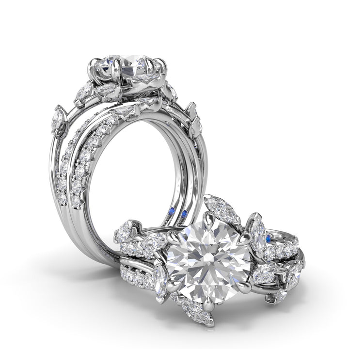 Vine-Inspired Marquise and Round Diamond Band