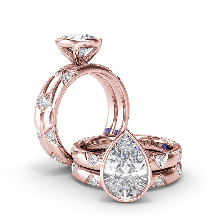 Pear Shaped Bezel Set Diamond Engagement Ring