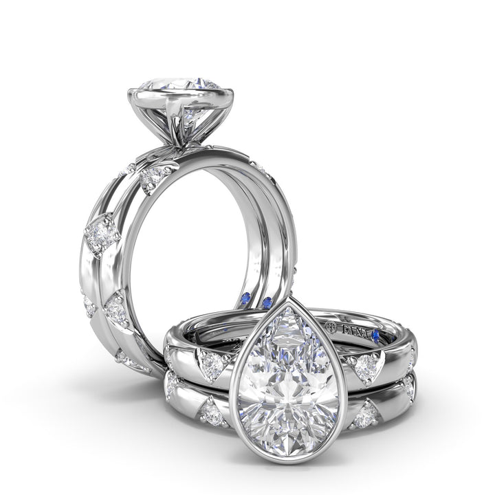 Pear Shaped Bezel Set Diamond Engagement Ring