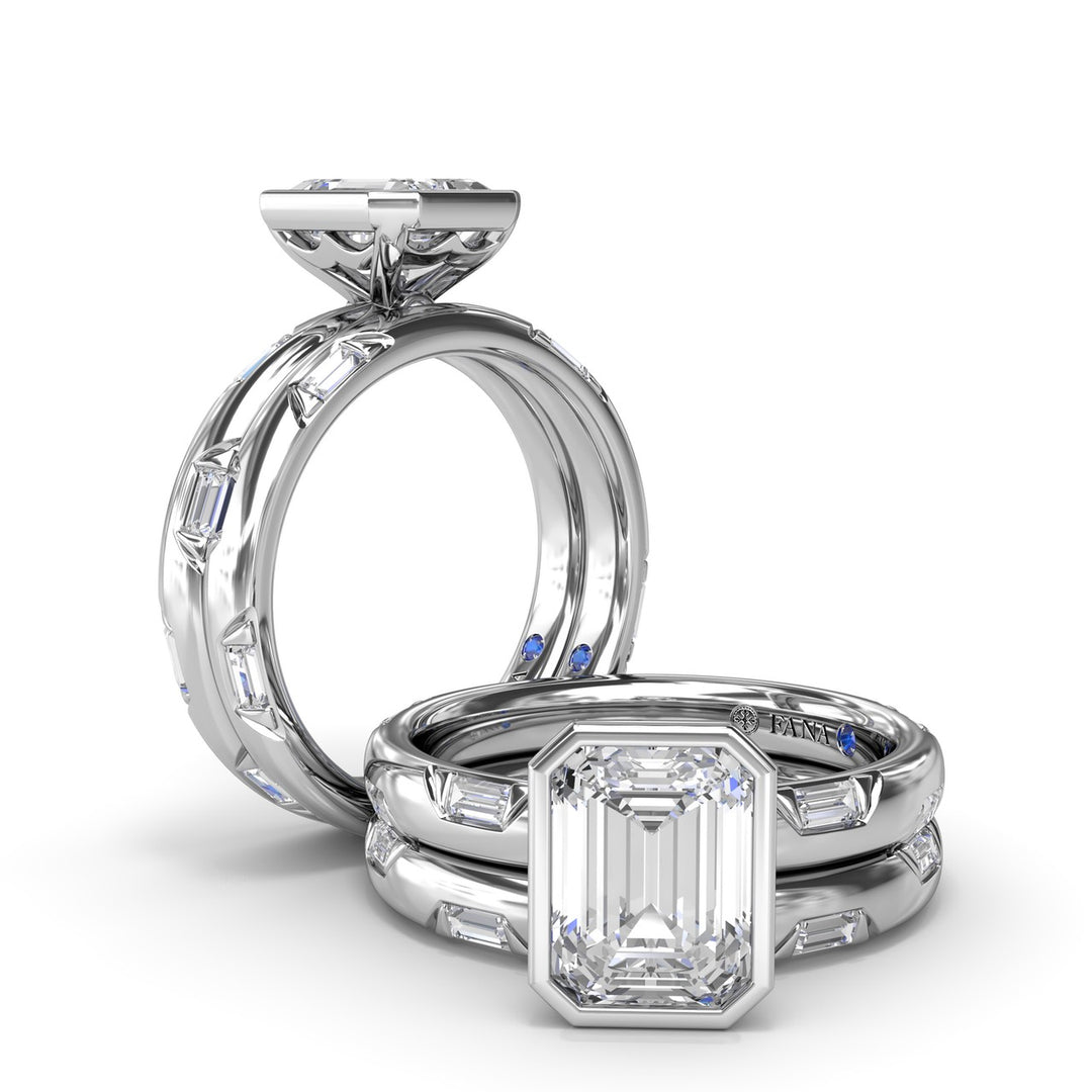 Abstract Emerald Cut Diamond engagement Ring