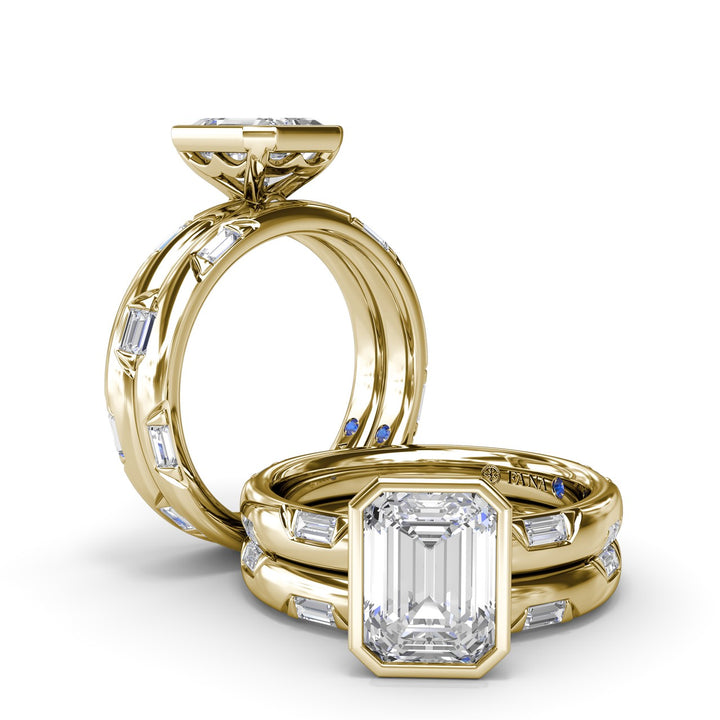 Abstract Emerald Cut Diamond engagement Ring