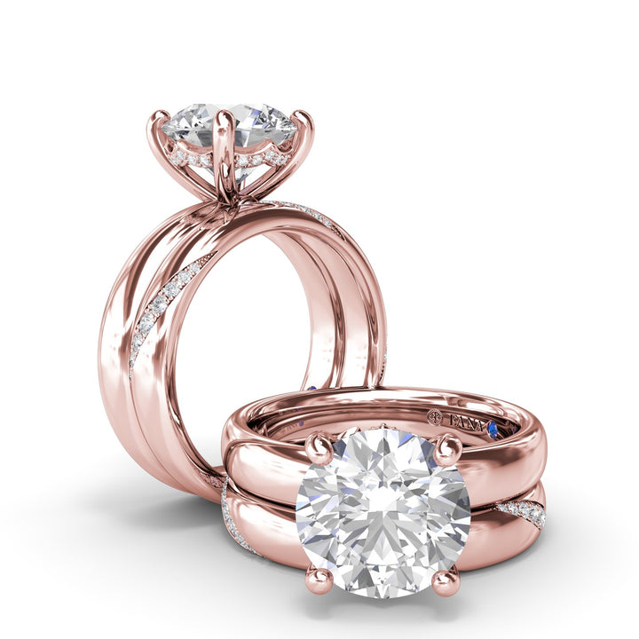 Classic Wide Band Diamond Engagement Ring