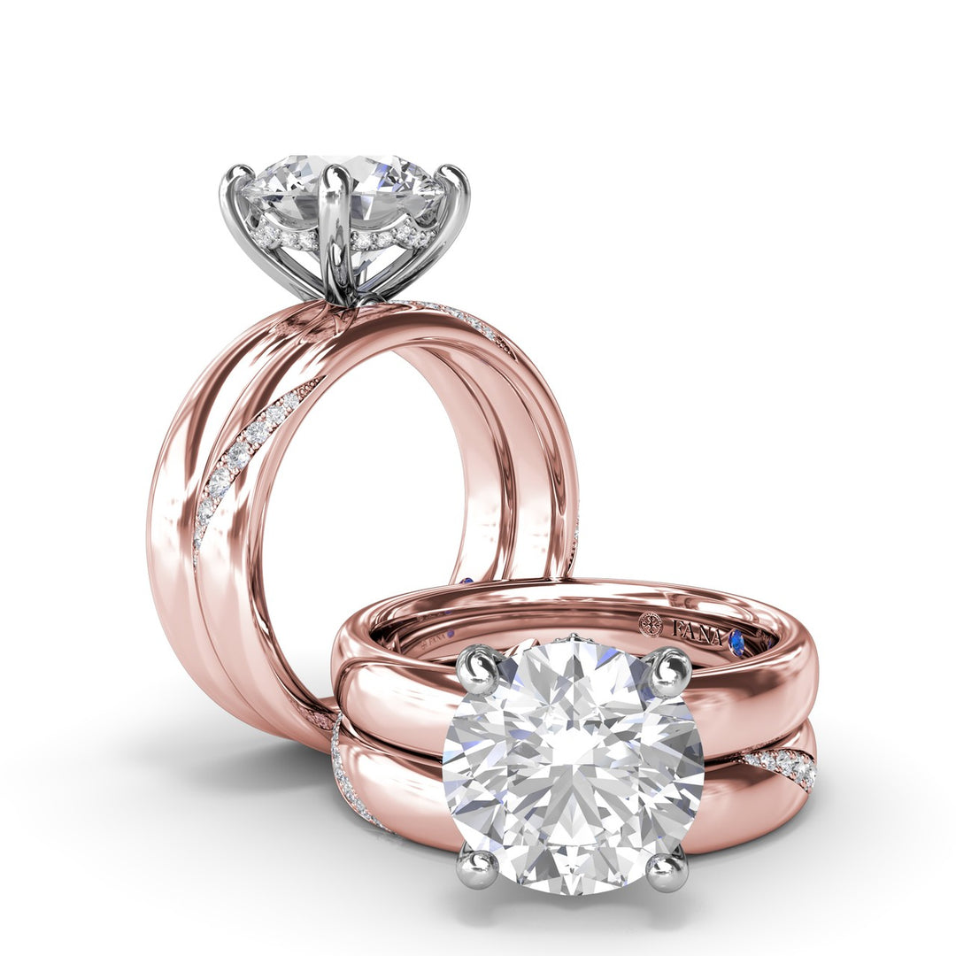 Classic Wide Band Diamond Engagement Ring