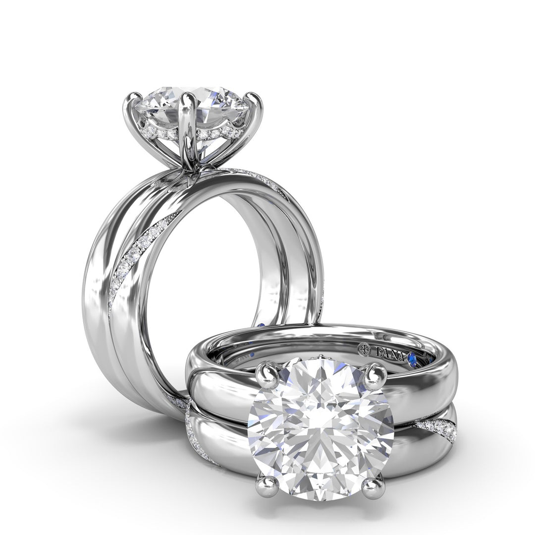 Classic Wide Band Diamond Engagement Ring