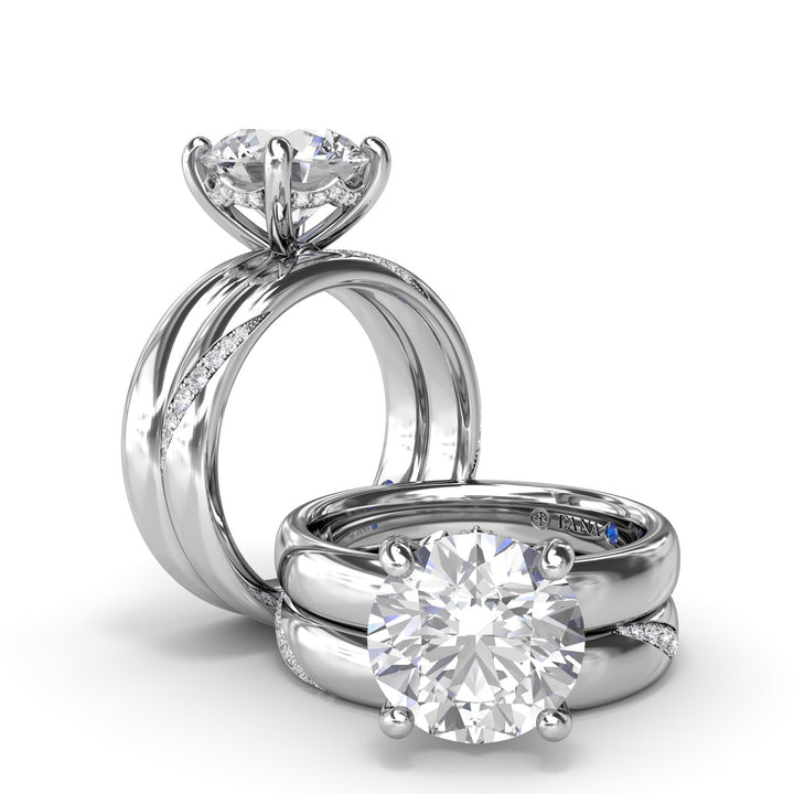 Classic Wide Band Diamond Engagement Ring