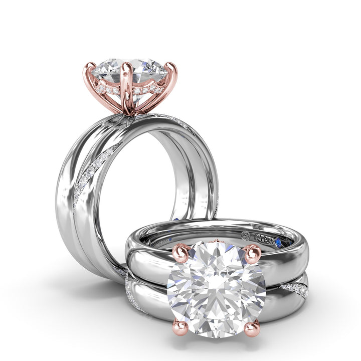 Classic Wide Band Diamond Engagement Ring