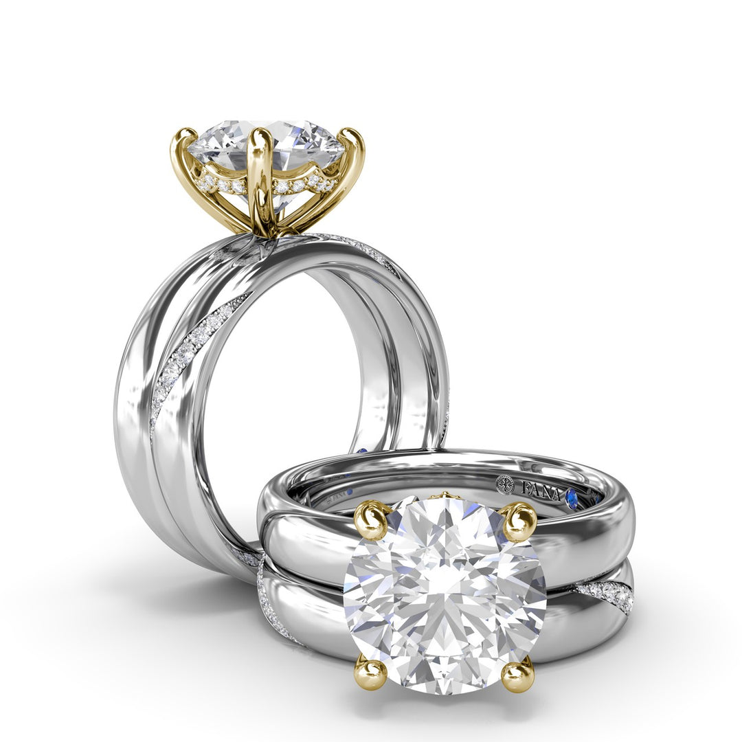 Classic Wide Band Diamond Engagement Ring