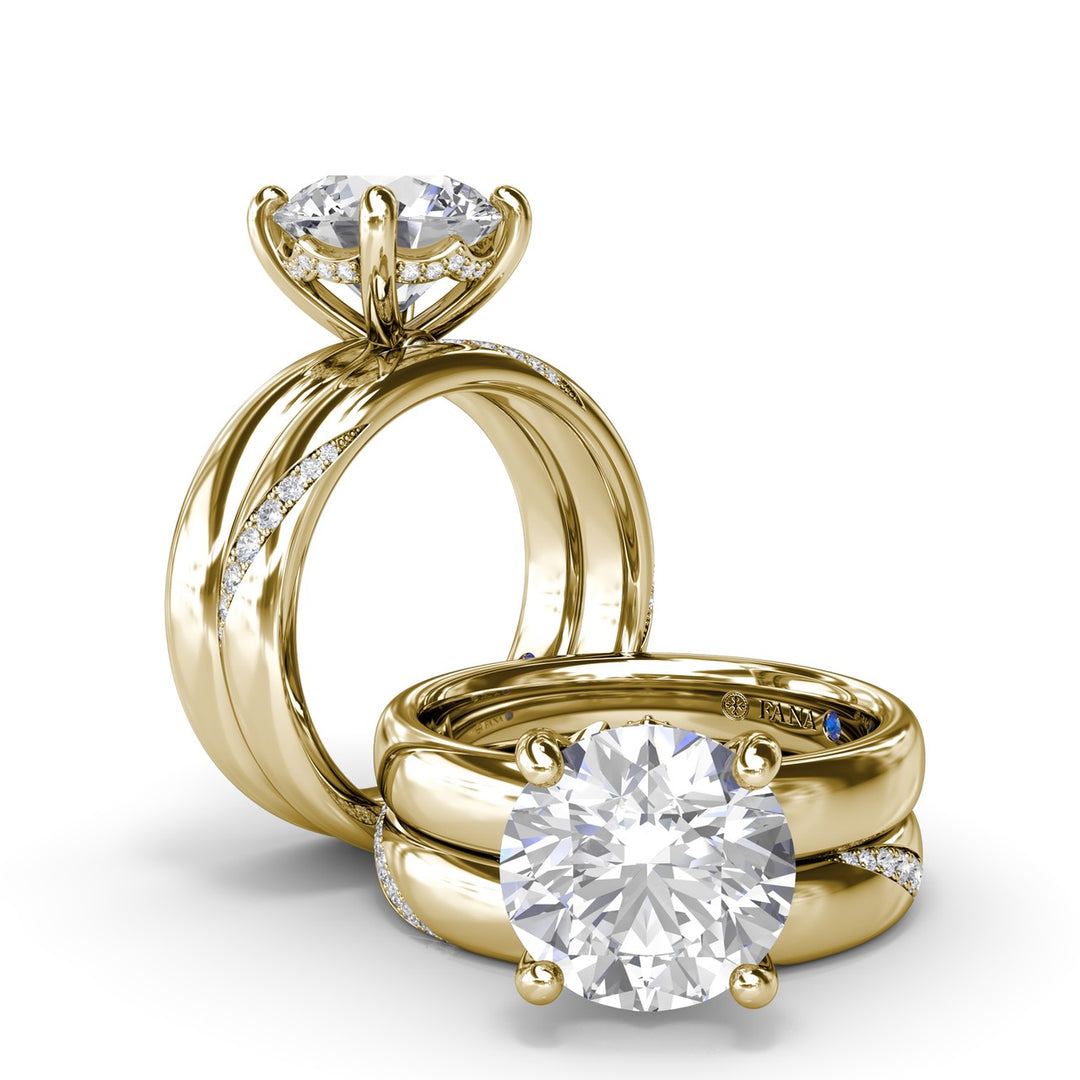 Classic Wide Band Diamond Engagement Ring