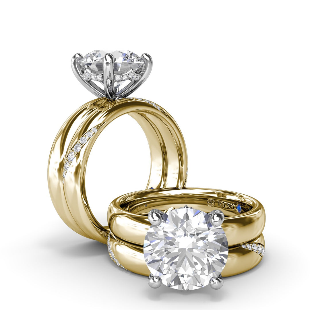 Classic Wide Band Diamond Engagement Ring