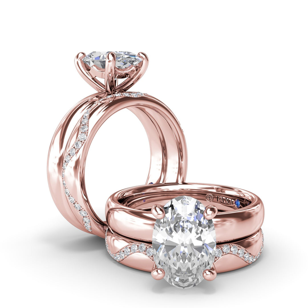 Classic Wide Band Oval Diamond Engagement Ring