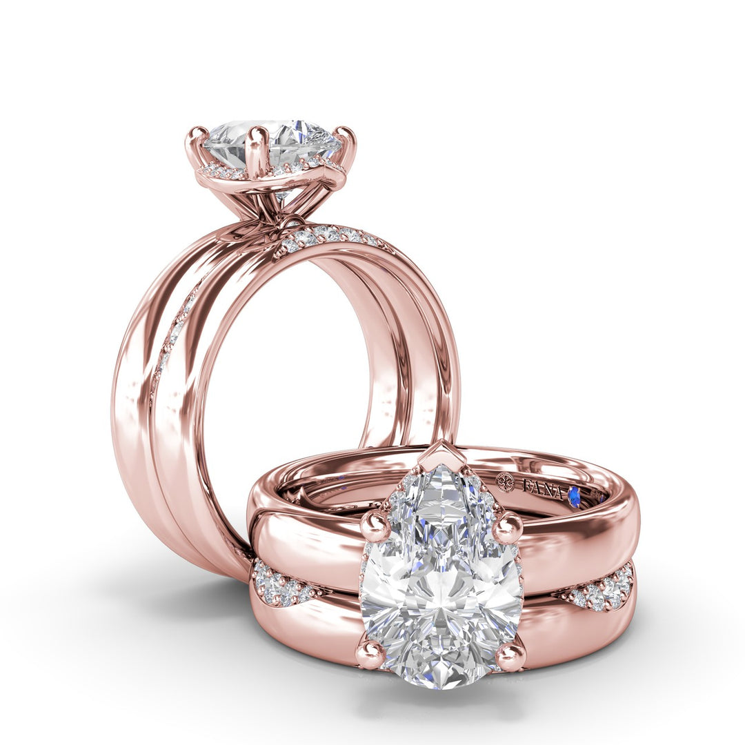 Floating Halo Pear Shaped Diamond Engagement Ring