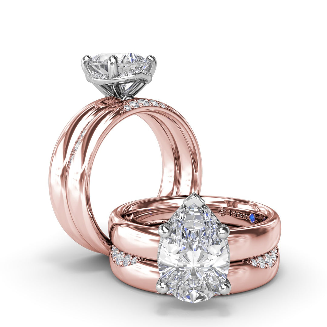 Floating Halo Pear Shaped Diamond Engagement Ring