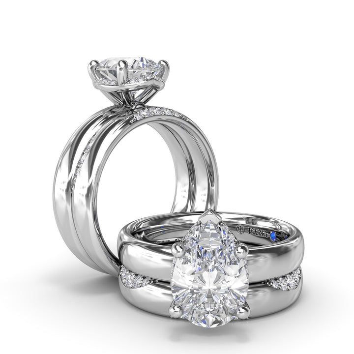 Floating Halo Pear Shaped Diamond Engagement Ring