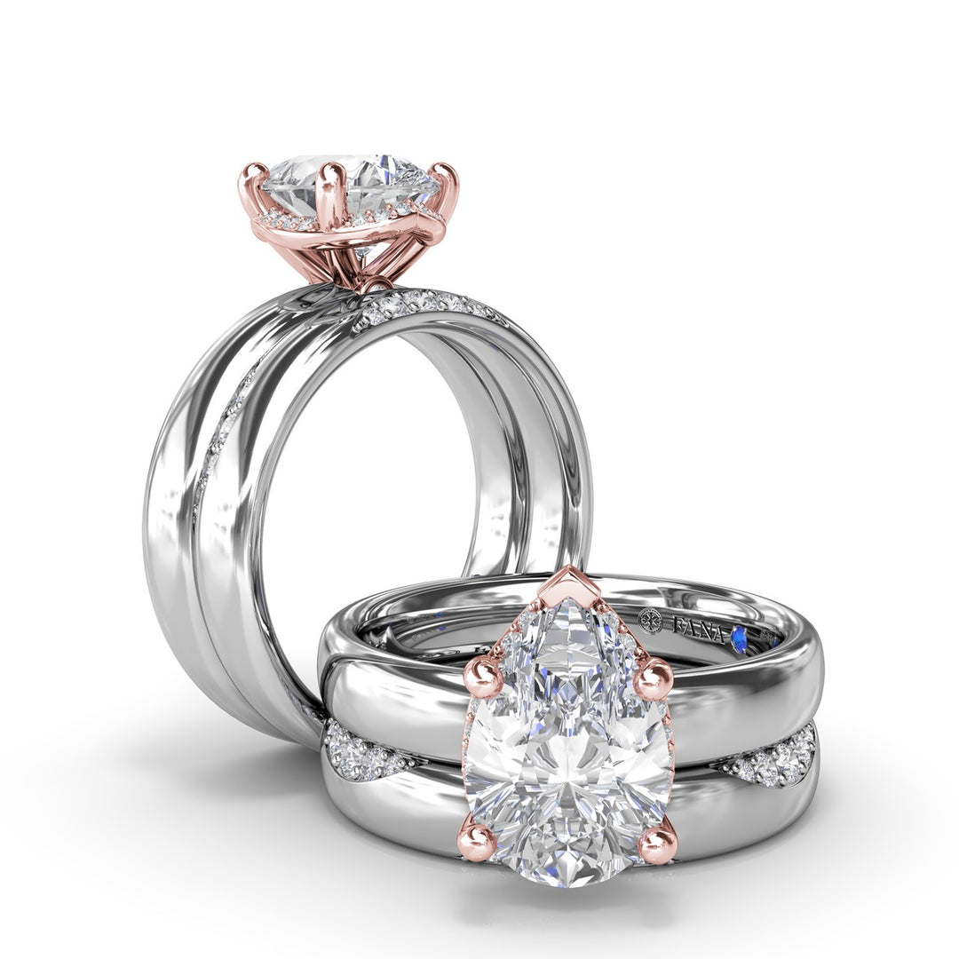 Floating Halo Pear Shaped Diamond Engagement Ring