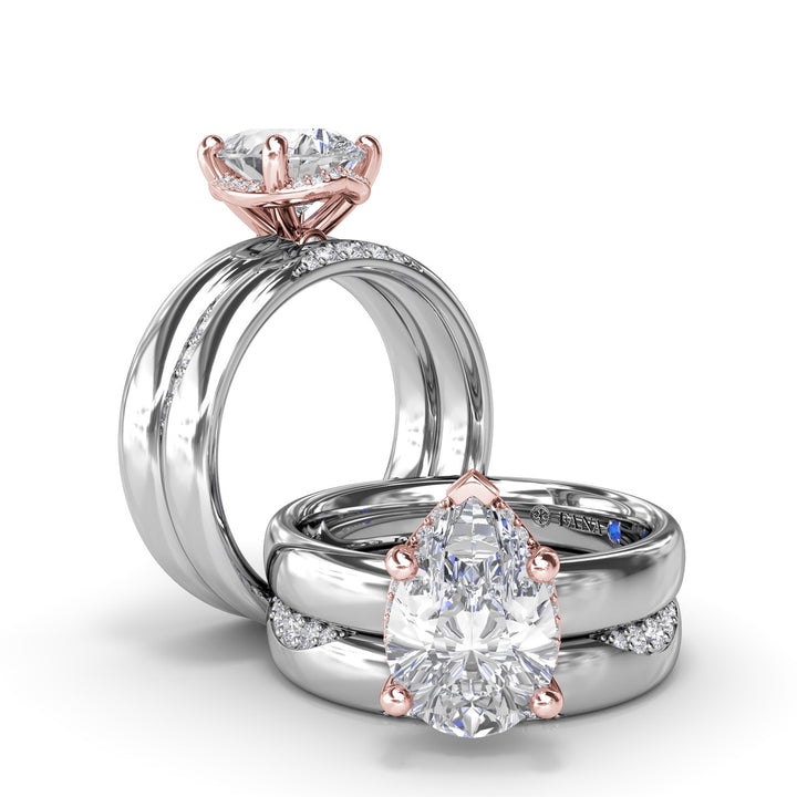 Floating Halo Pear Shaped Diamond Engagement Ring