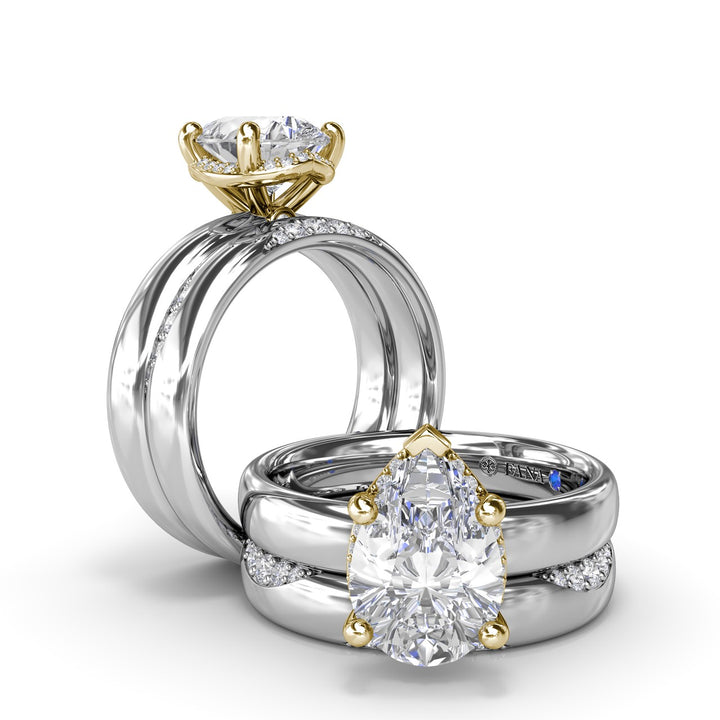 Floating Halo Pear Shaped Diamond Engagement Ring