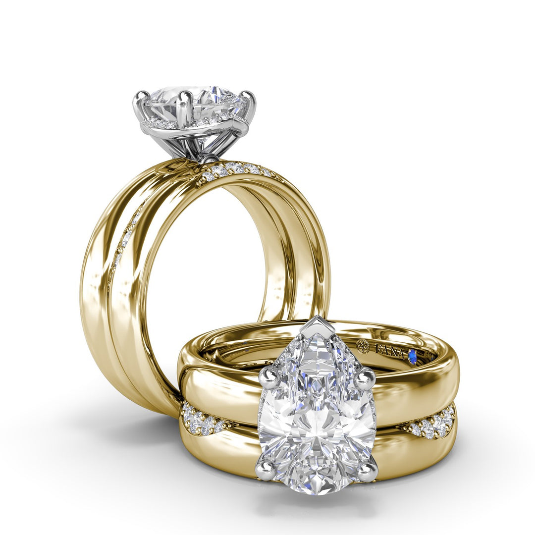 Floating Halo Pear Shaped Diamond Engagement Ring