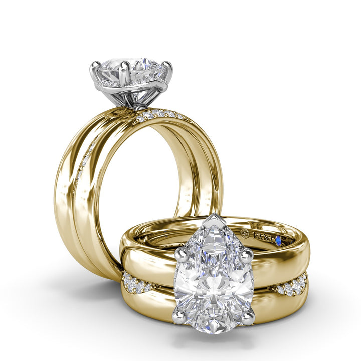 Floating Halo Pear Shaped Diamond Engagement Ring