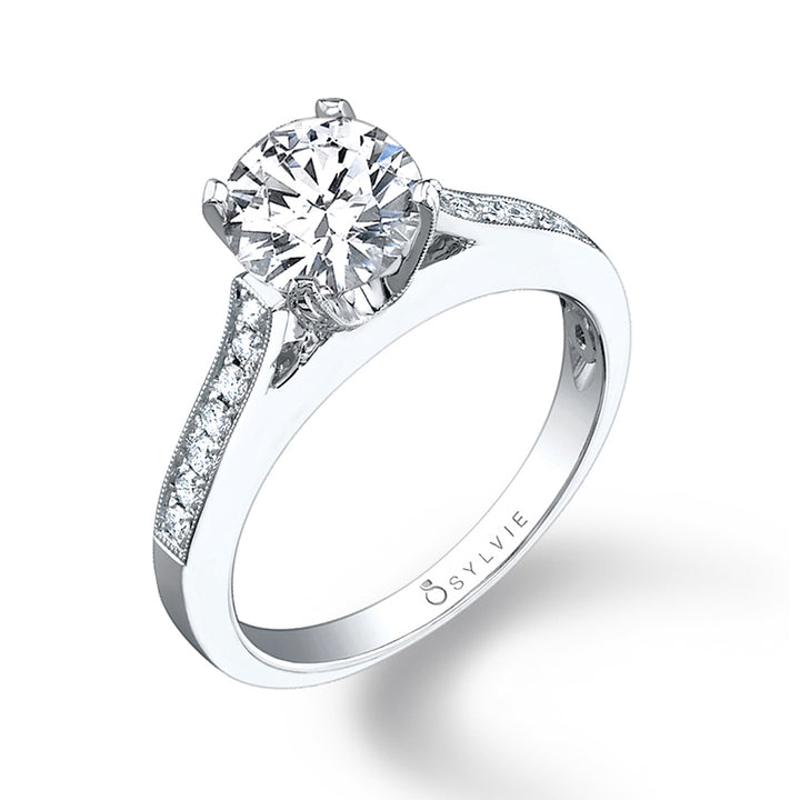Solitaire Engagement Ring with Milgrain Detail