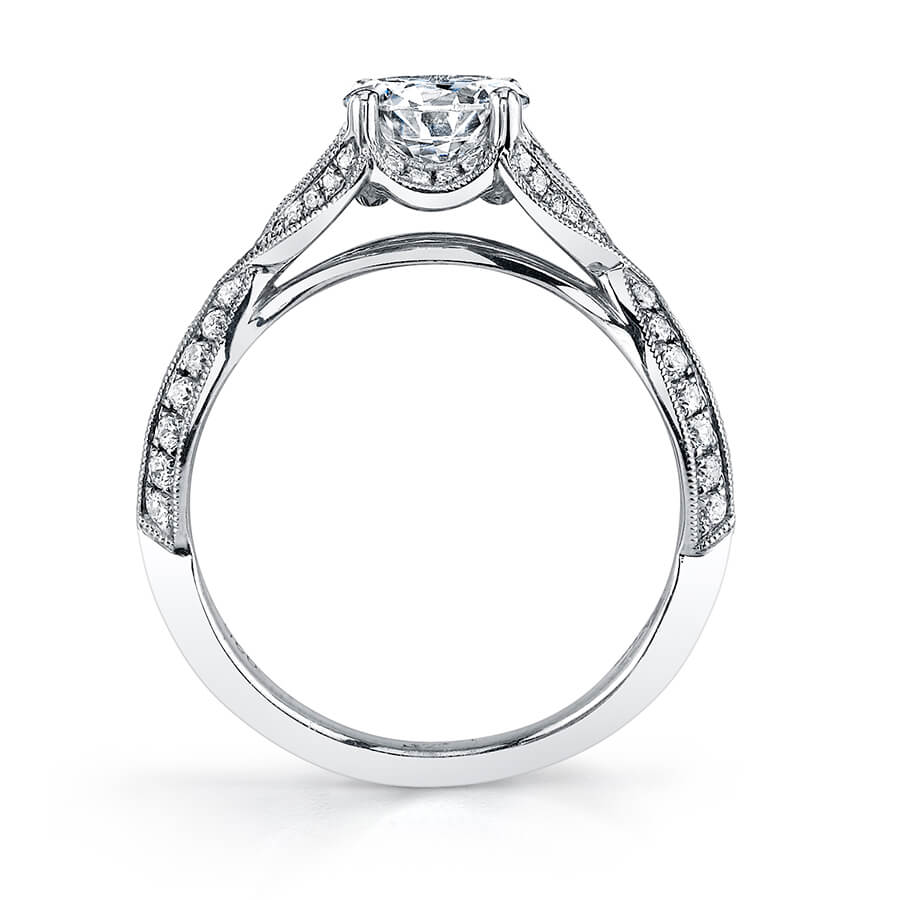 Christelle - Spiral Engagement Ring with Halo