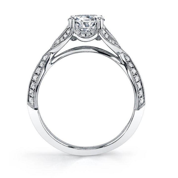 Christelle - Spiral Engagement Ring with Halo