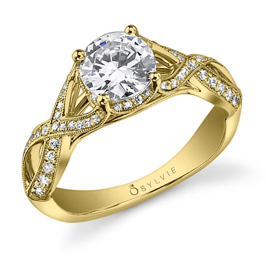 Christelle - Spiral Engagement Ring with Halo
