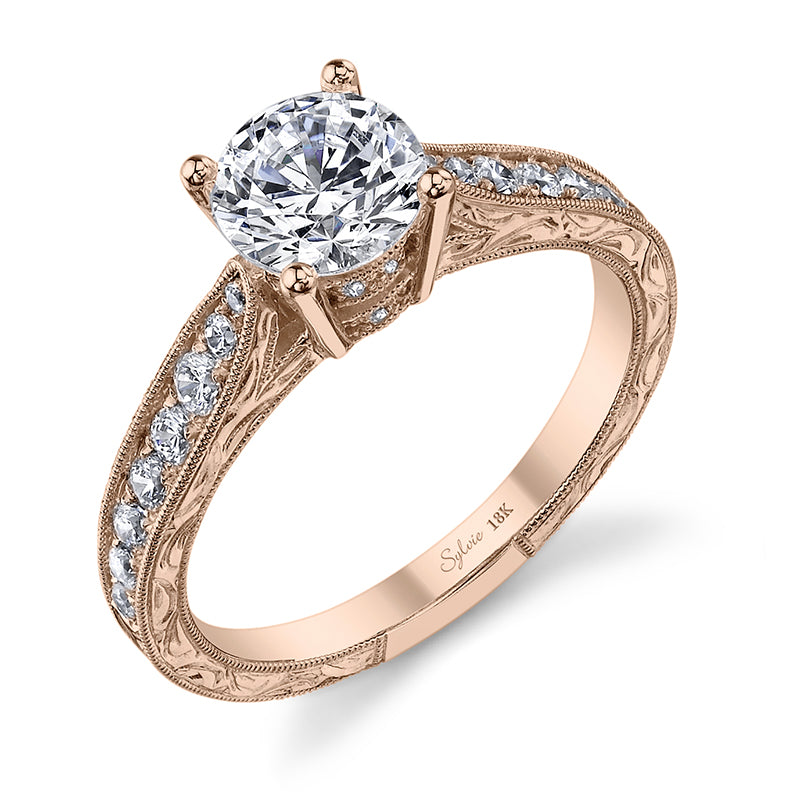Francille - Hand Engraved Solitaire Engagement Ring