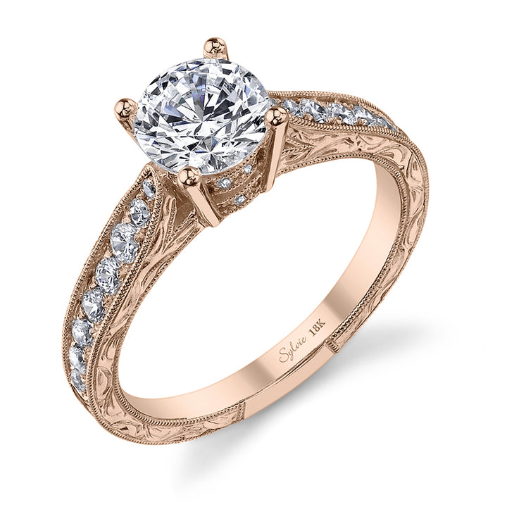 Francille - Hand Engraved Solitaire Engagement Ring