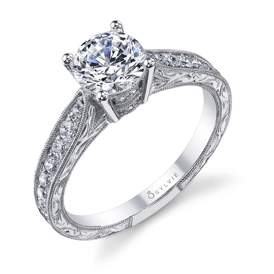 Francille - Hand Engraved Solitaire Engagement Ring