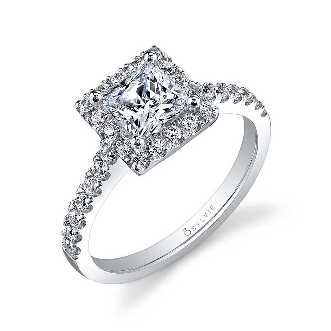 Princess Cut Classic Halo Engagement Ring - Chantelle