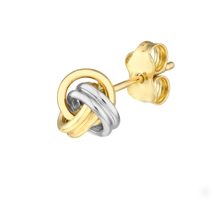 Two-tone Mini Love Knot Stud Earrings on Post Back