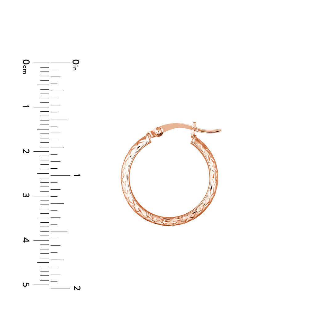 3mm x 20mm Diamond-Cut Hoop Earrings