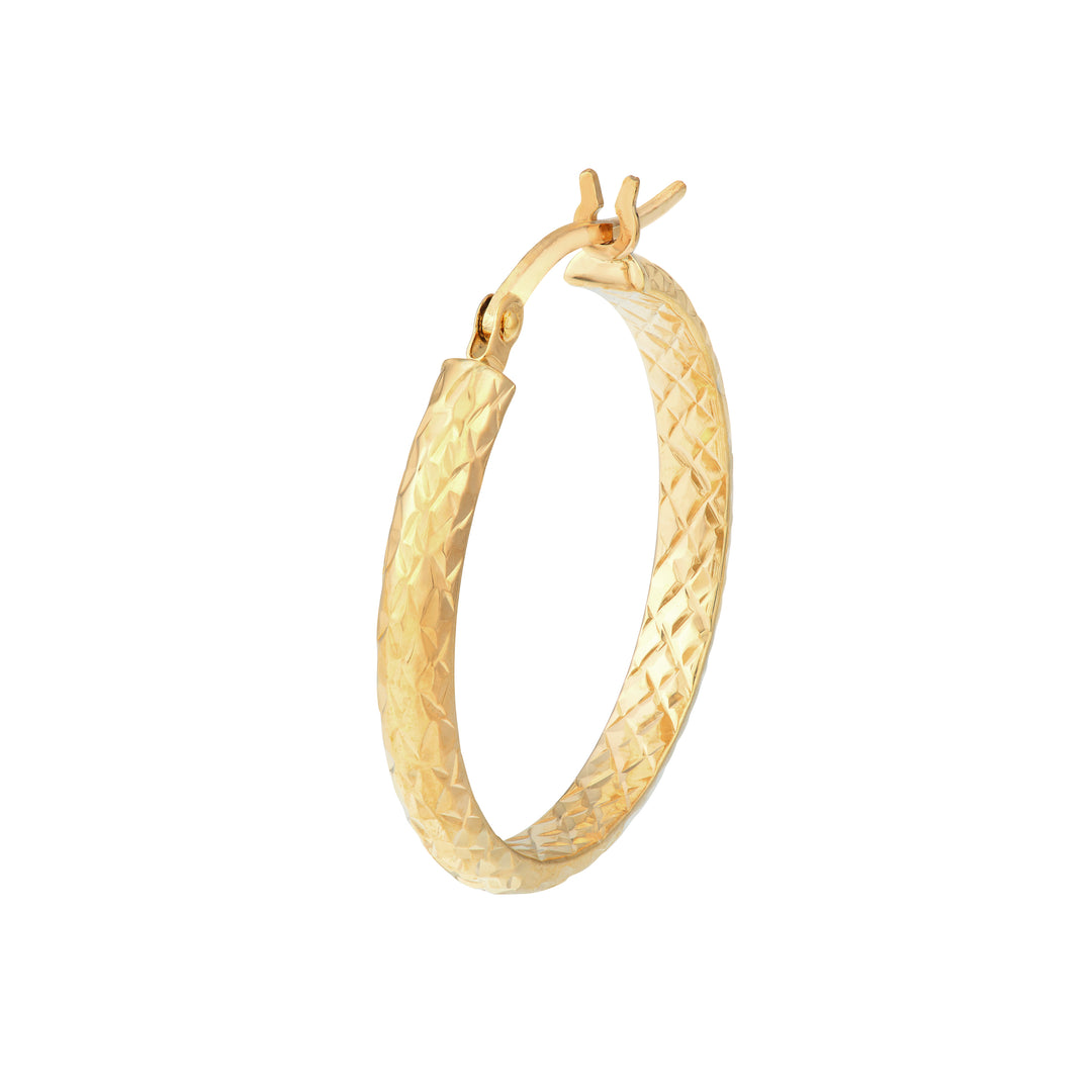 25mm x 3mm Diamond-Cut Hoop Earrings