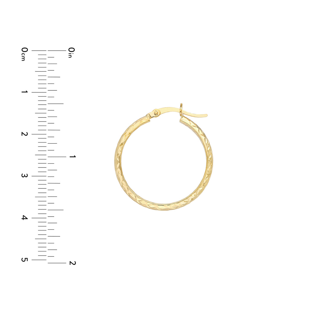 25mm x 3mm Diamond-Cut Hoop Earrings