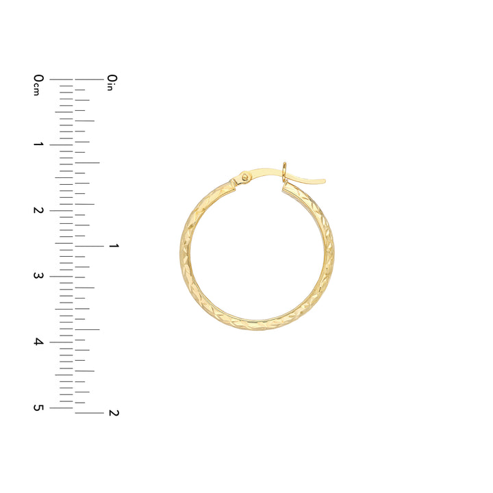 25mm x 3mm Diamond-Cut Hoop Earrings