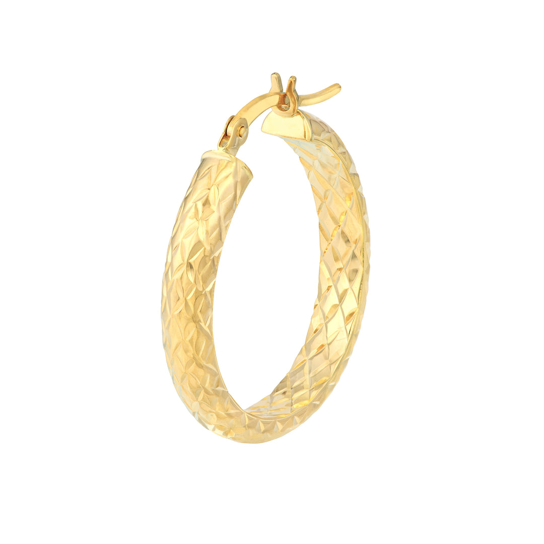 25mm x 4mm Diamond-Cut Hoop Earrings