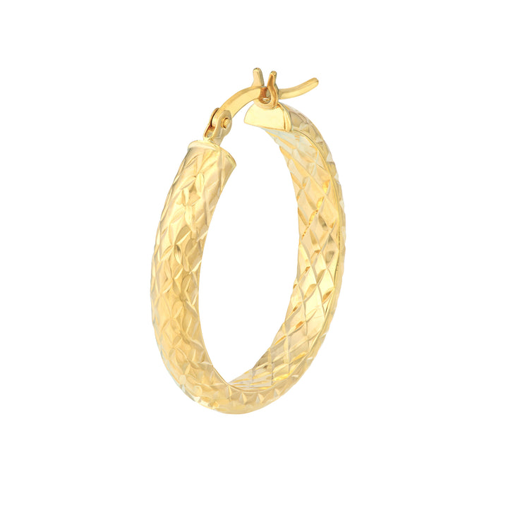 25mm x 4mm Diamond-Cut Hoop Earrings