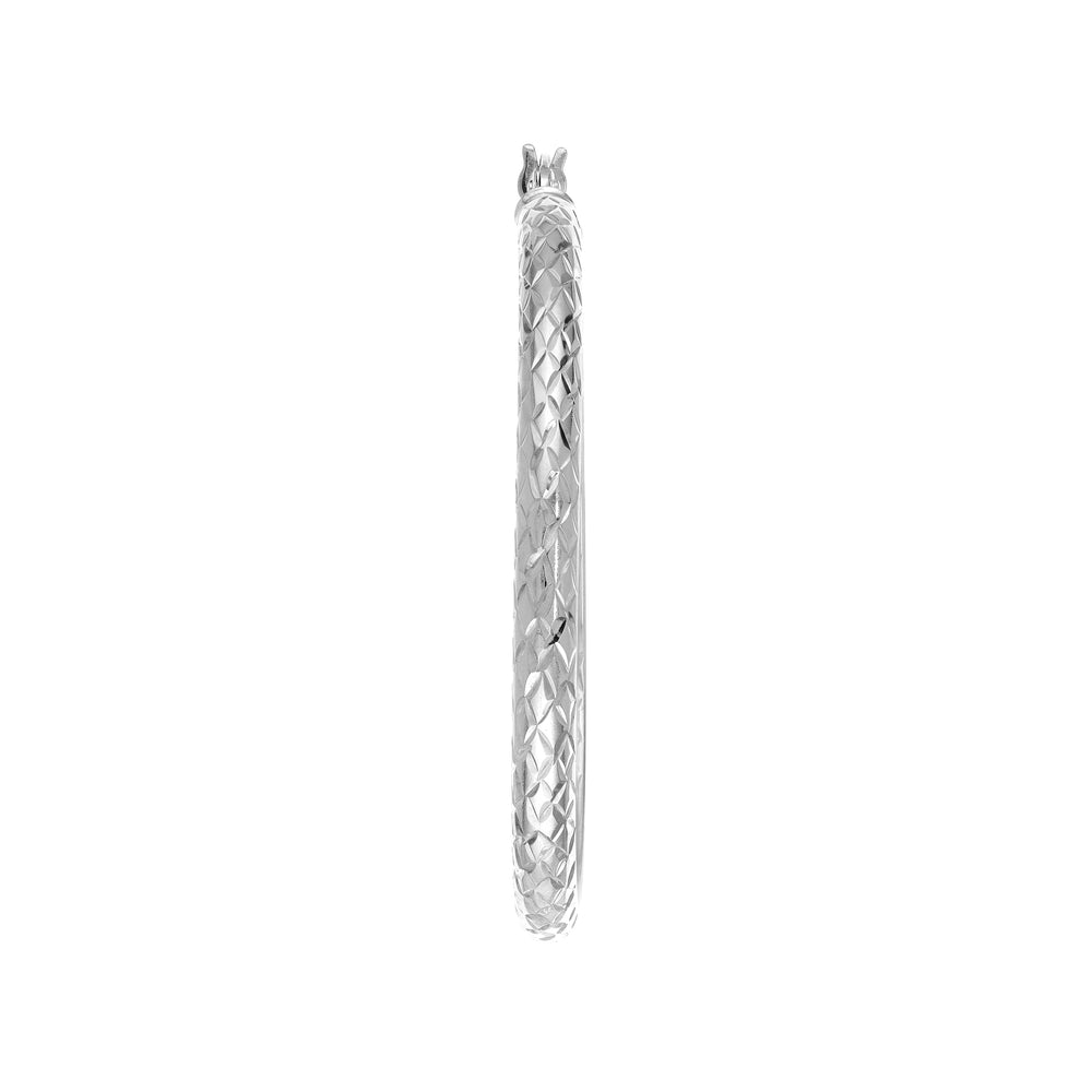 3mm x 40mm Diamond-Cut Hoop Earrings
