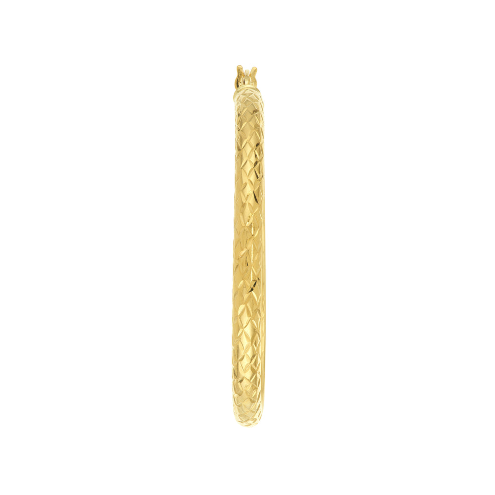 3mm x 40mm Diamond-Cut Hoop Earrings