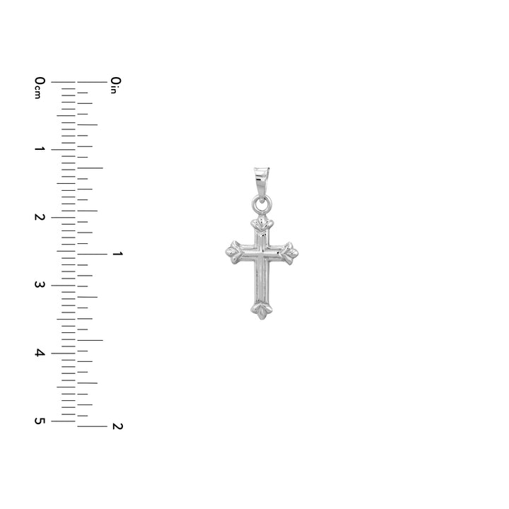 3D Fleur Detailed Cross Pendant
