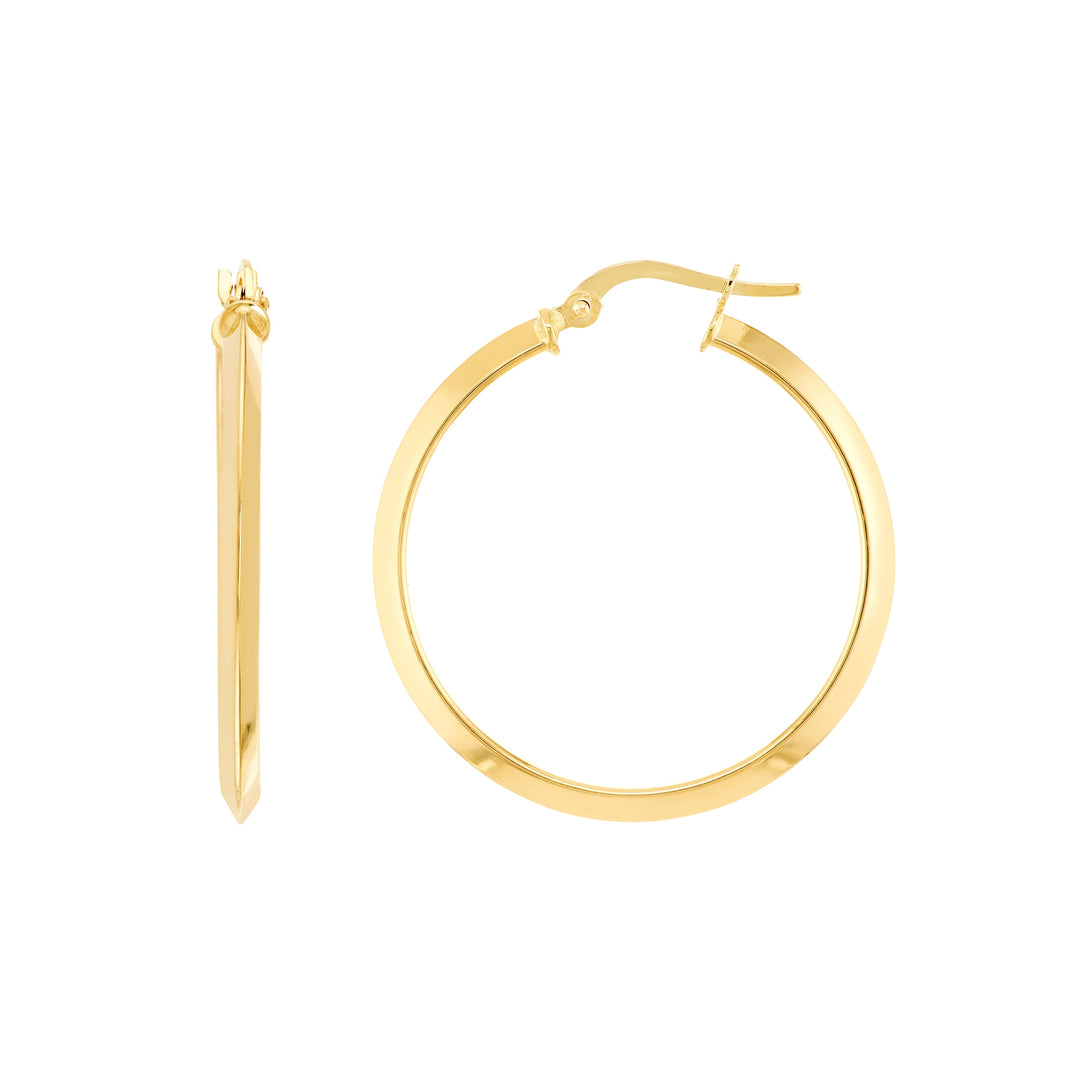 Large Polished Knife Edge Hoop Earrings
