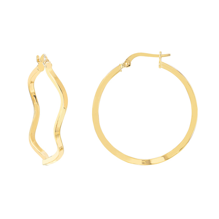 Square Tubing Wave Hoop Earrings